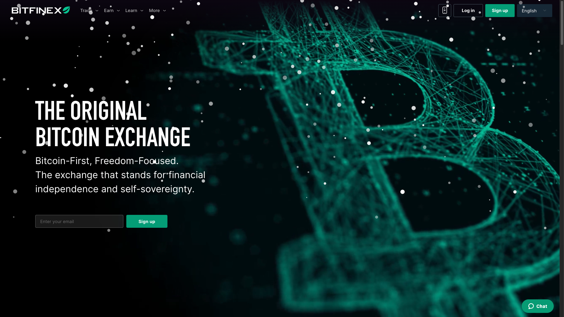 Screenshot of Bitfinex Homepage