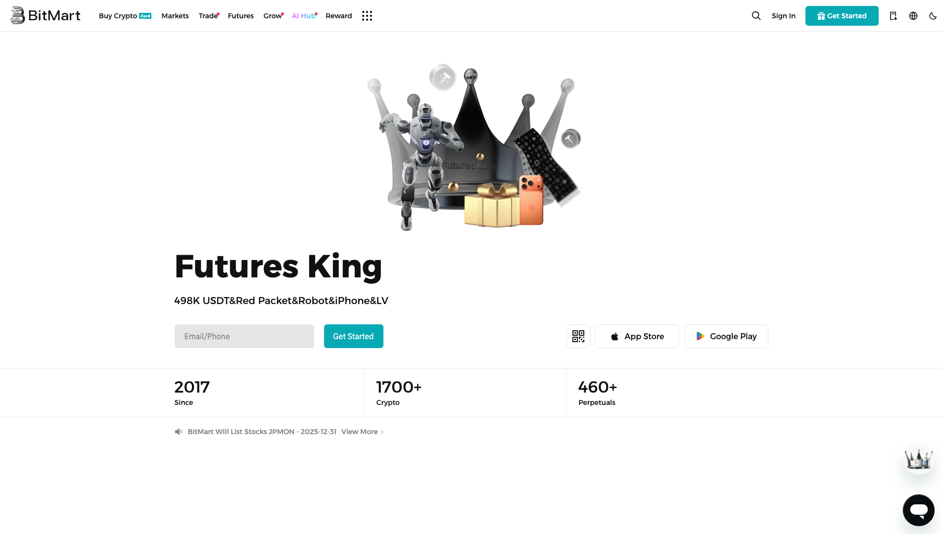 Screenshot of the BitMart website