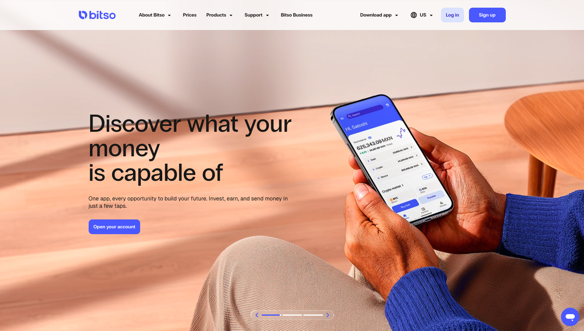 Screenshot of the Bitso website