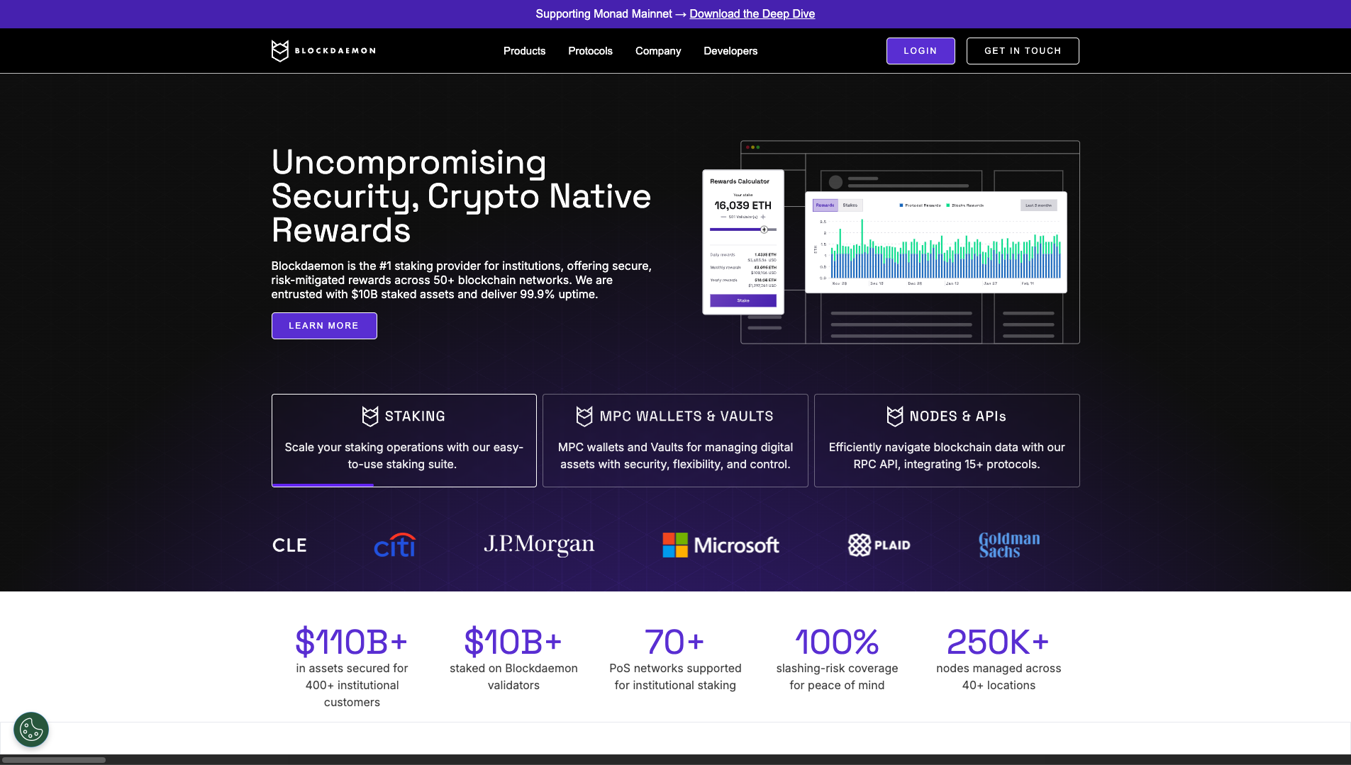 Screenshot of the Blockdaemon website