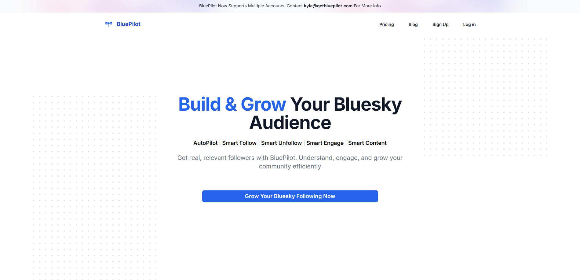 Screenshot of the BluePilot website