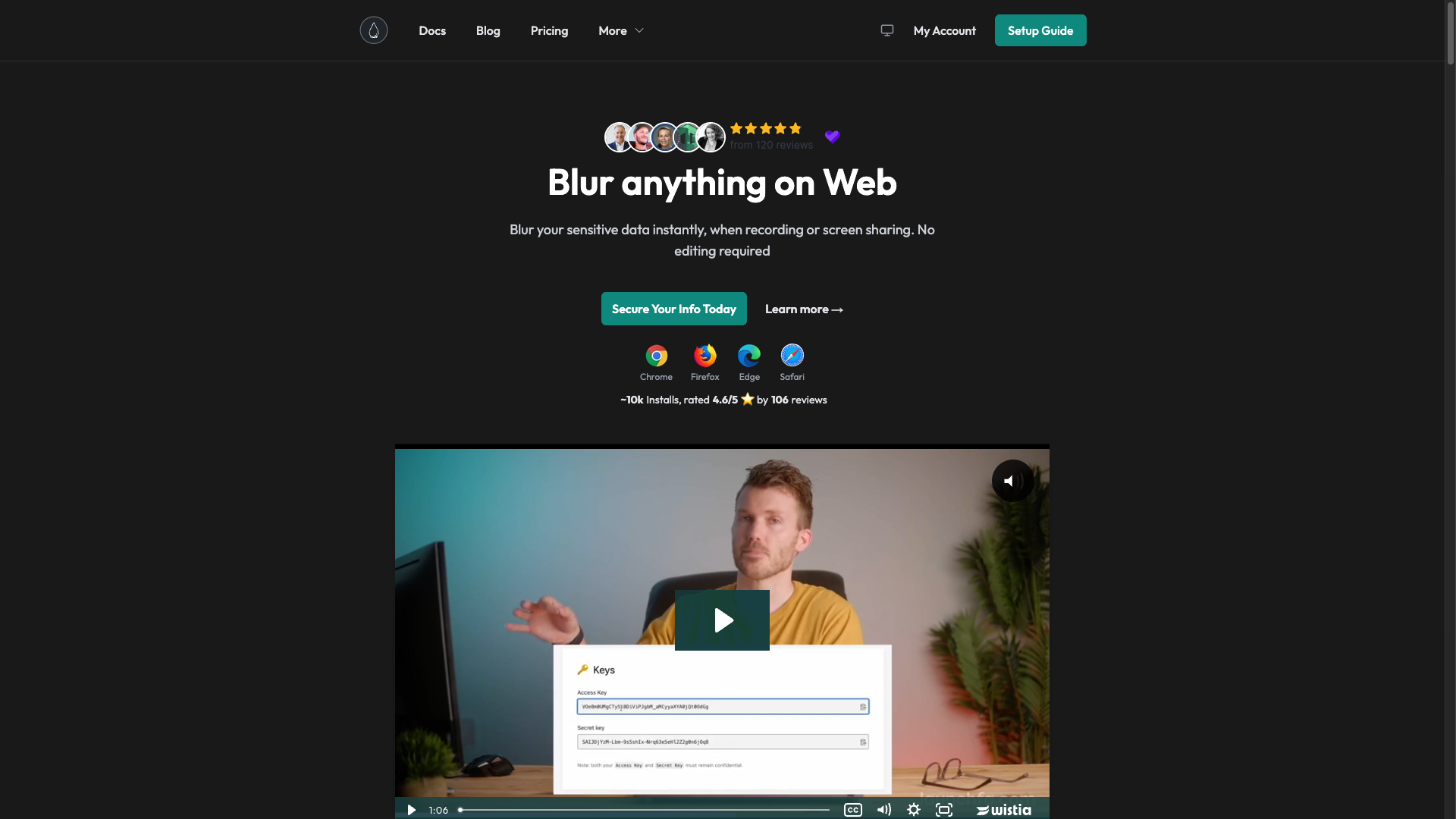 Screenshot of the Blurweb website