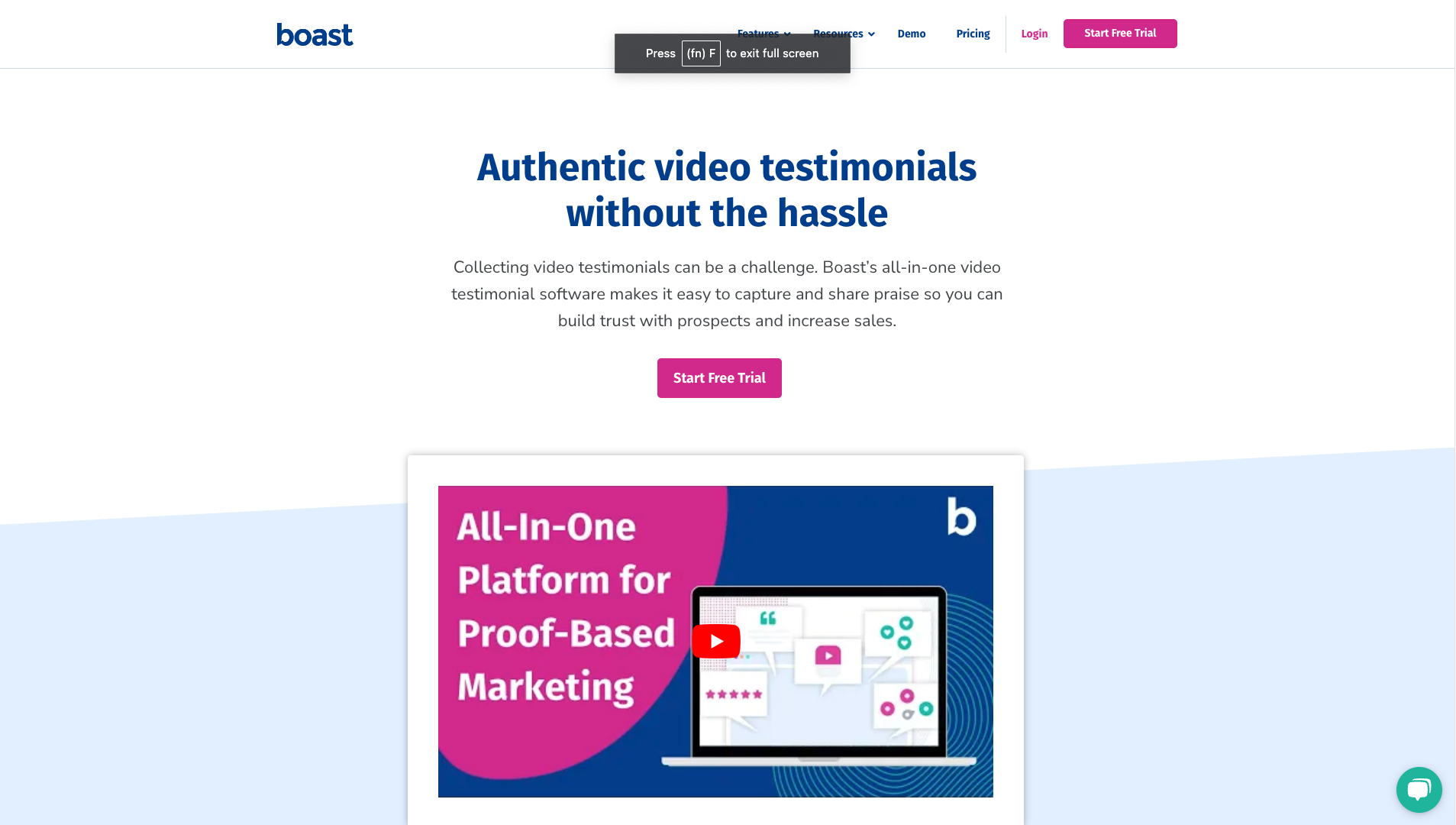 Screenshot of Boast Homepage