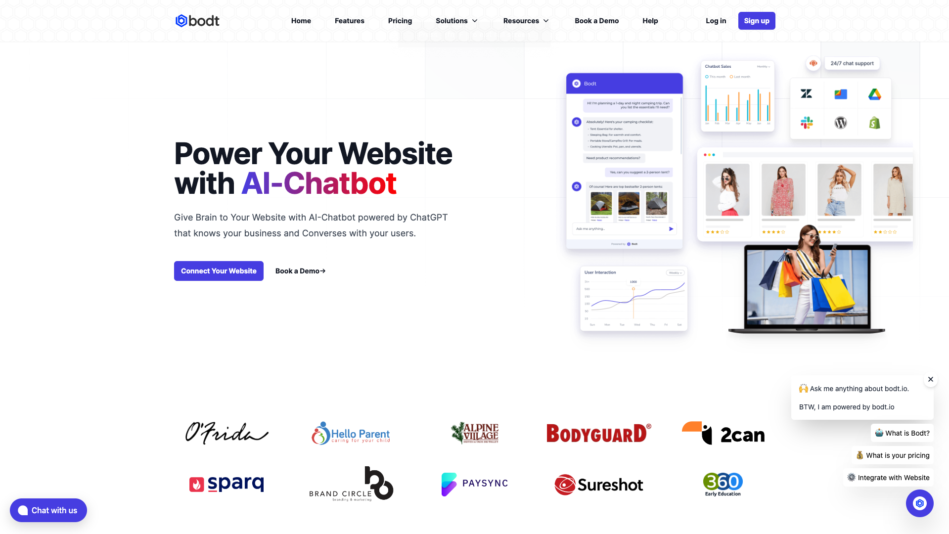 Screenshot of the Bodt website
