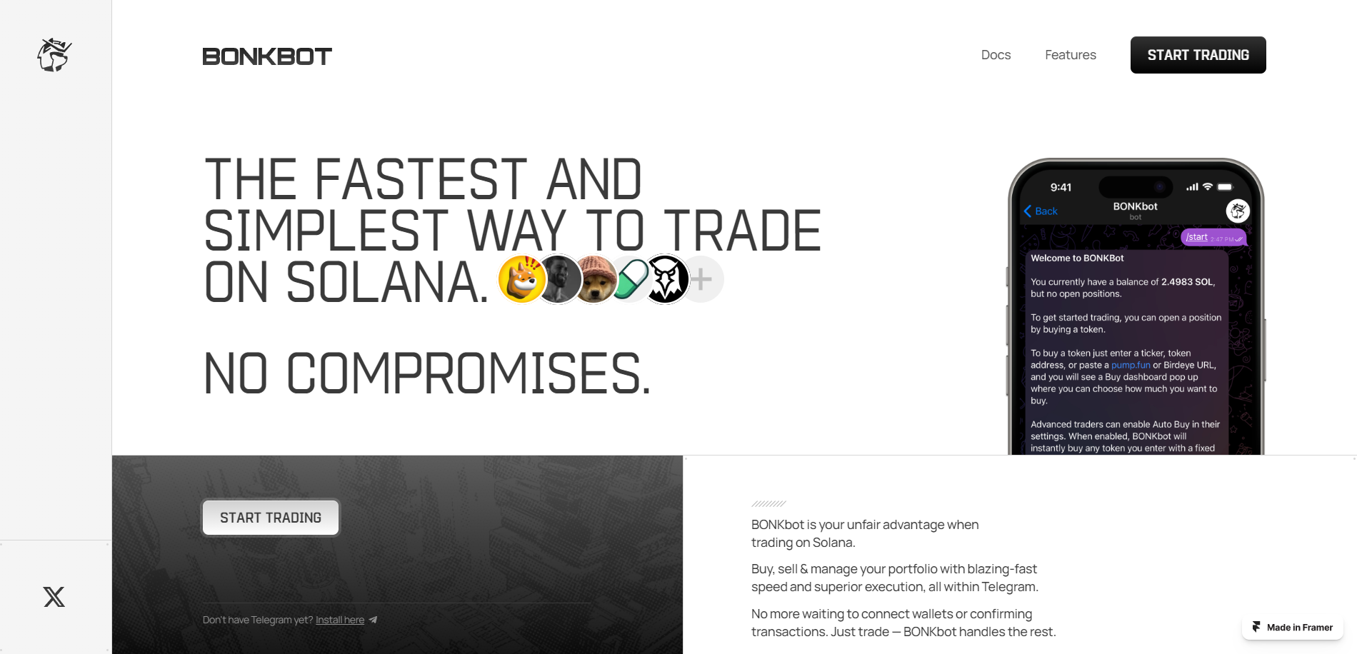 Screenshot of the BONKbot website