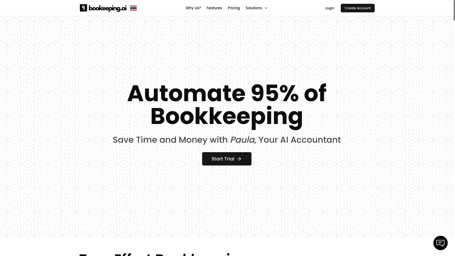 Screenshot of the Bookeeping website
