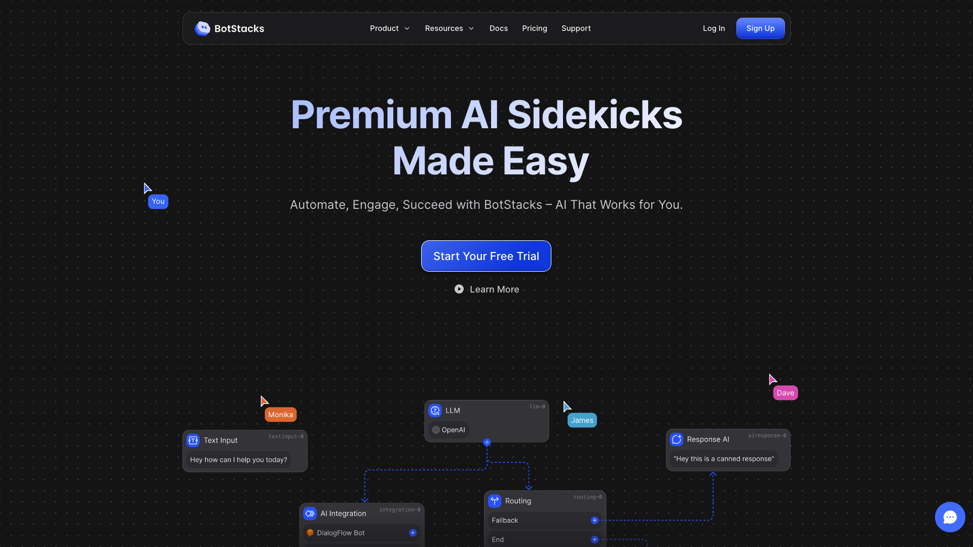 Screenshot of the Botstacks website