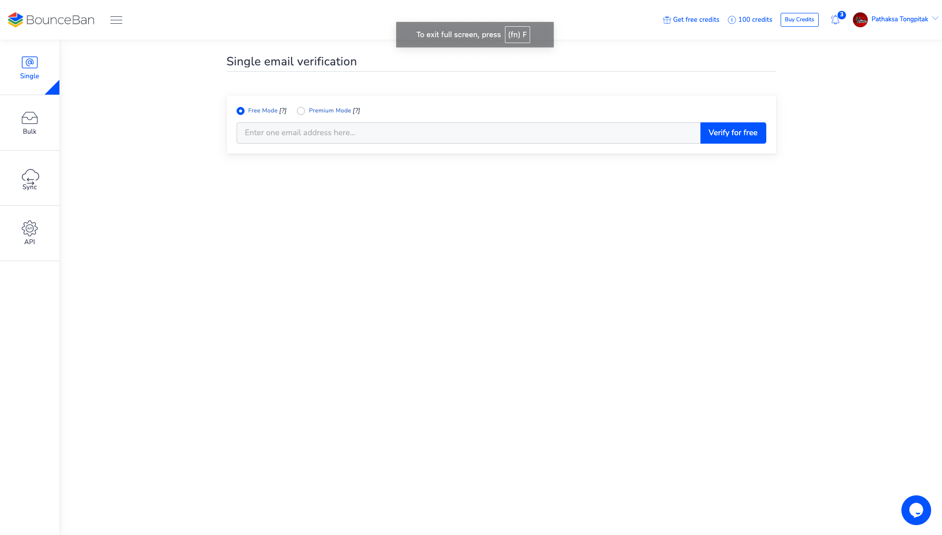 Single Email Verification