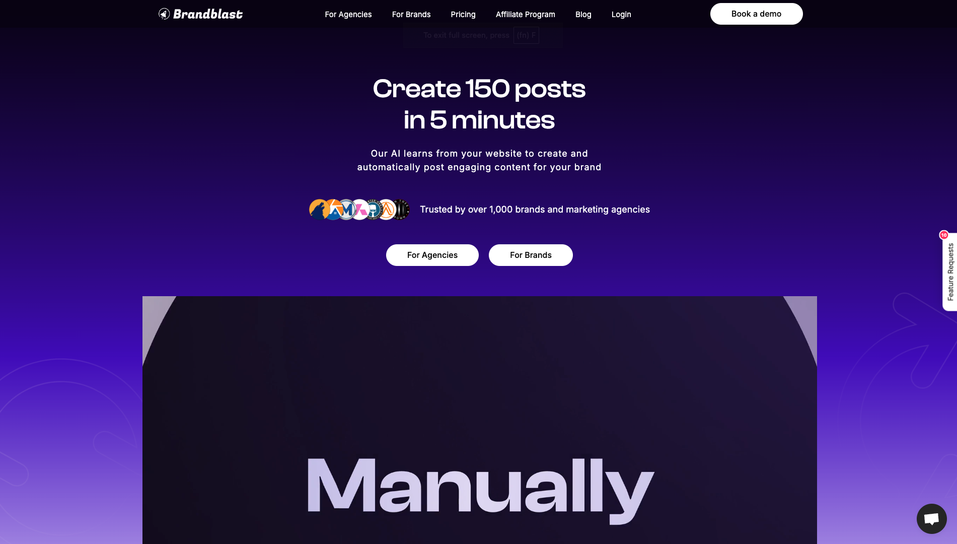 Screenshot of the Brandblast website