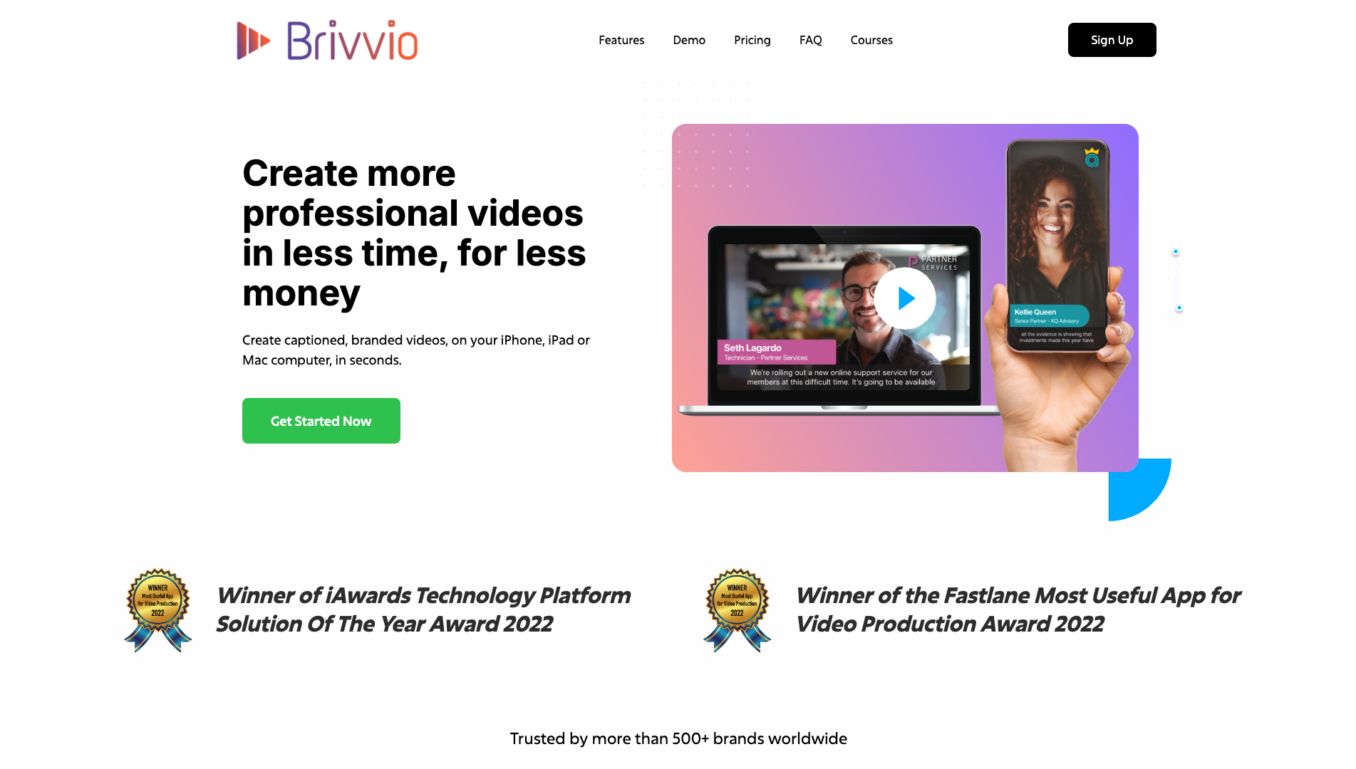 Screenshot of the Brivvio website