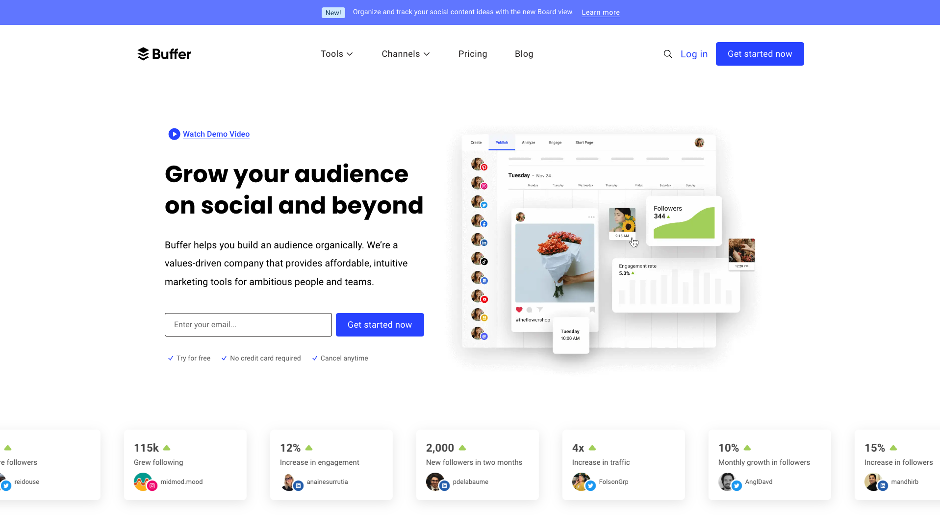 Screenshot of the Buffer website