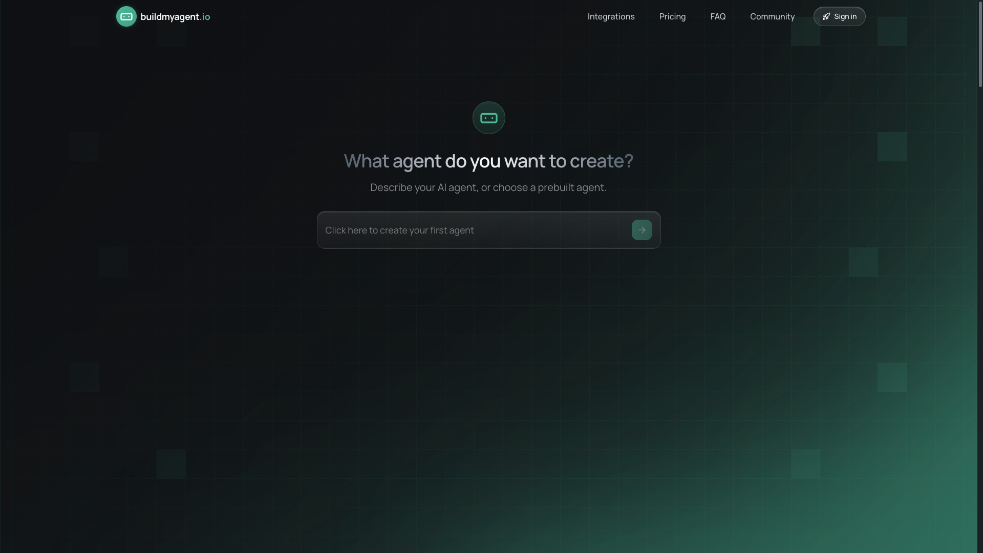 Screenshot of the BuildMyAgent website