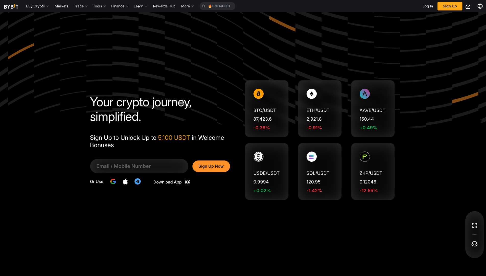 Screenshot of the Bybit website
