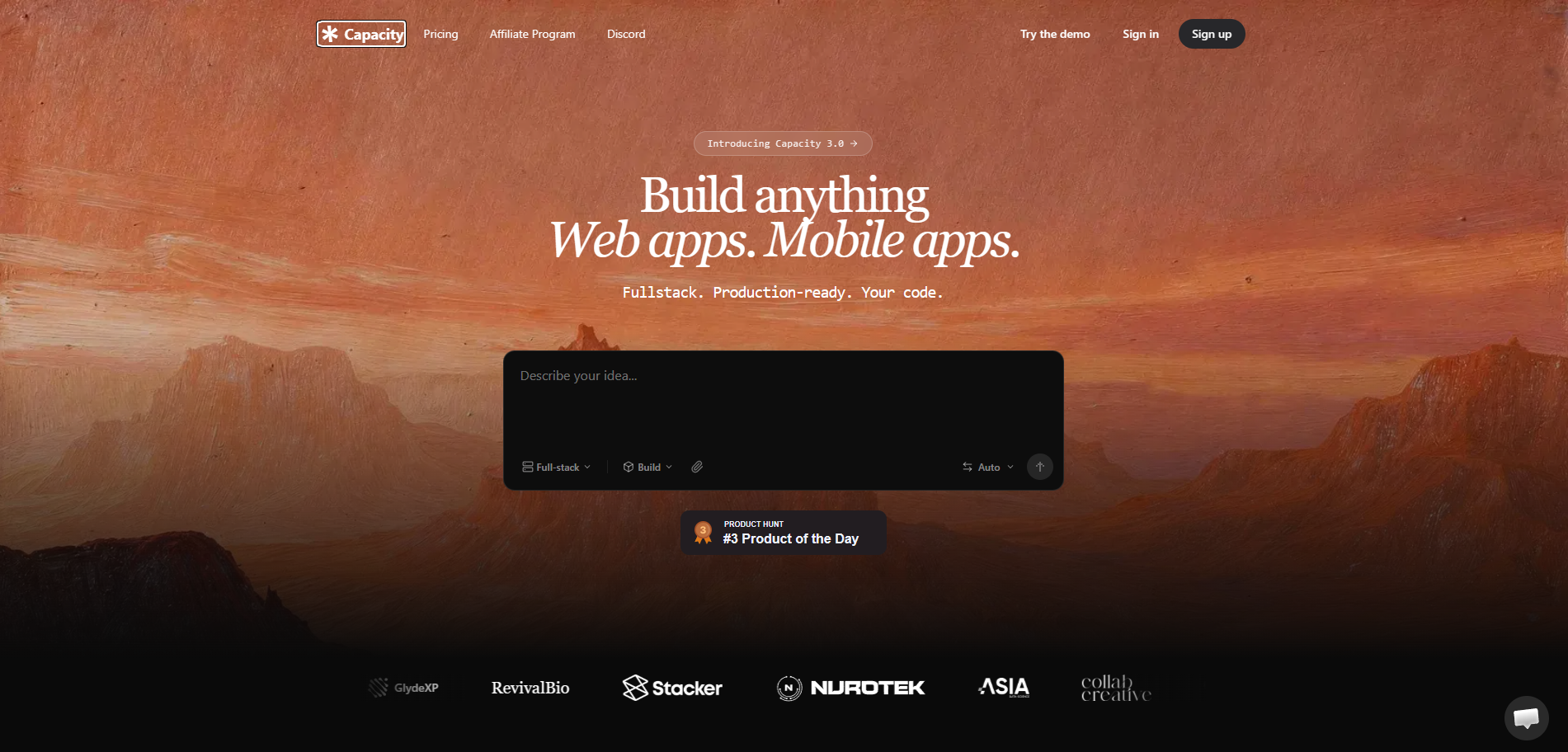 Screenshot of the Capacity website