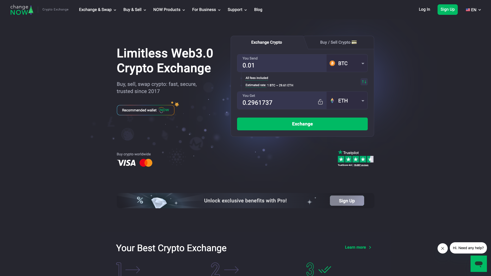 Screenshot of the ChangeNOW website