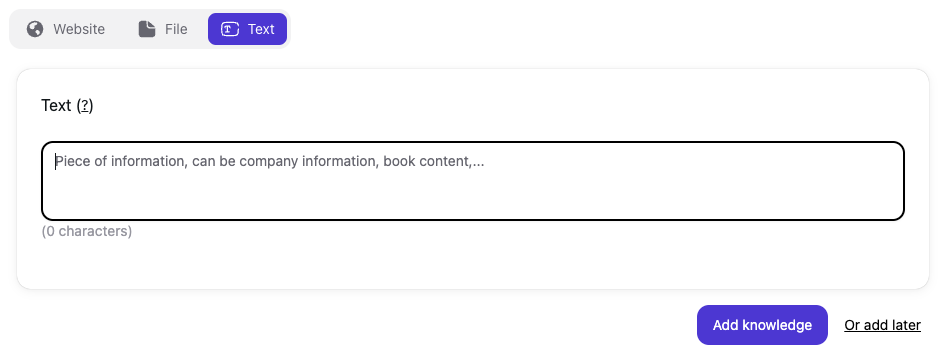 Add Knowledge By Text