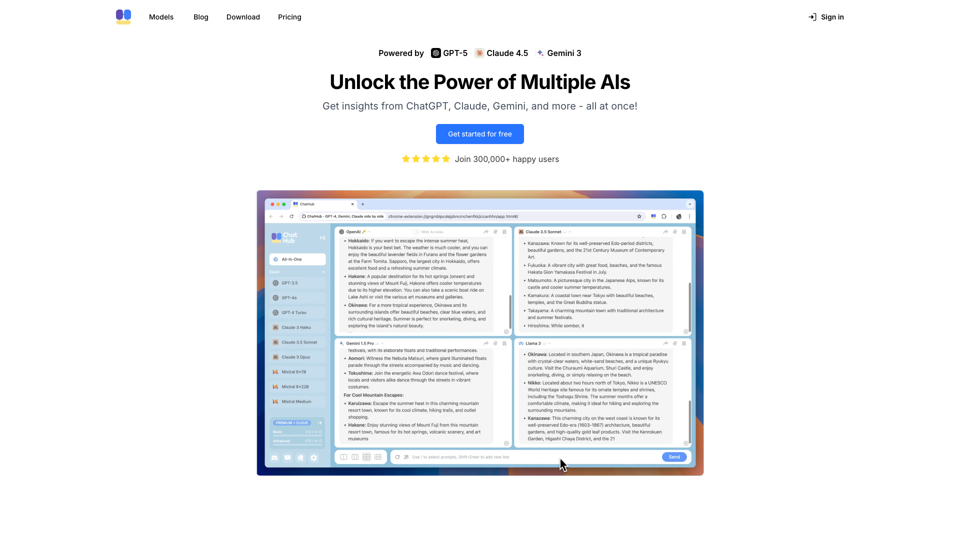 Screenshot of the ChatHub website