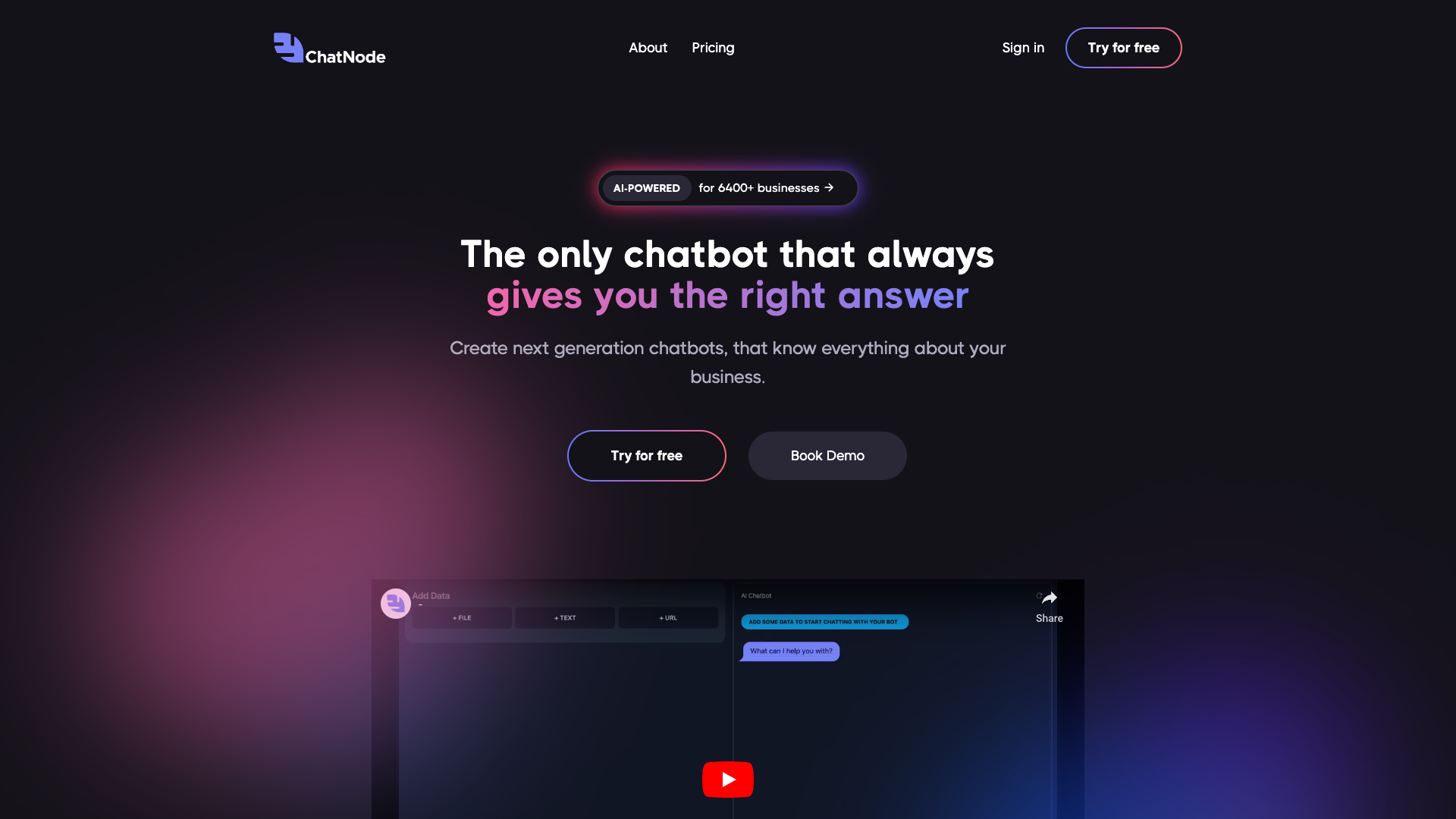 Screenshot of the ChatNode website