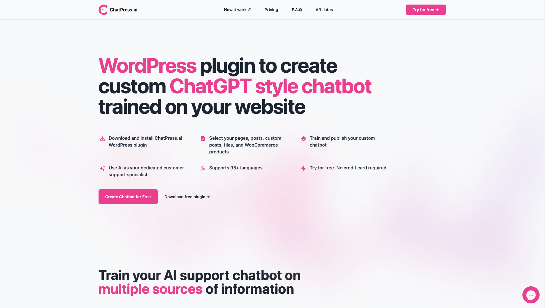 Screenshot of the ChatPress website