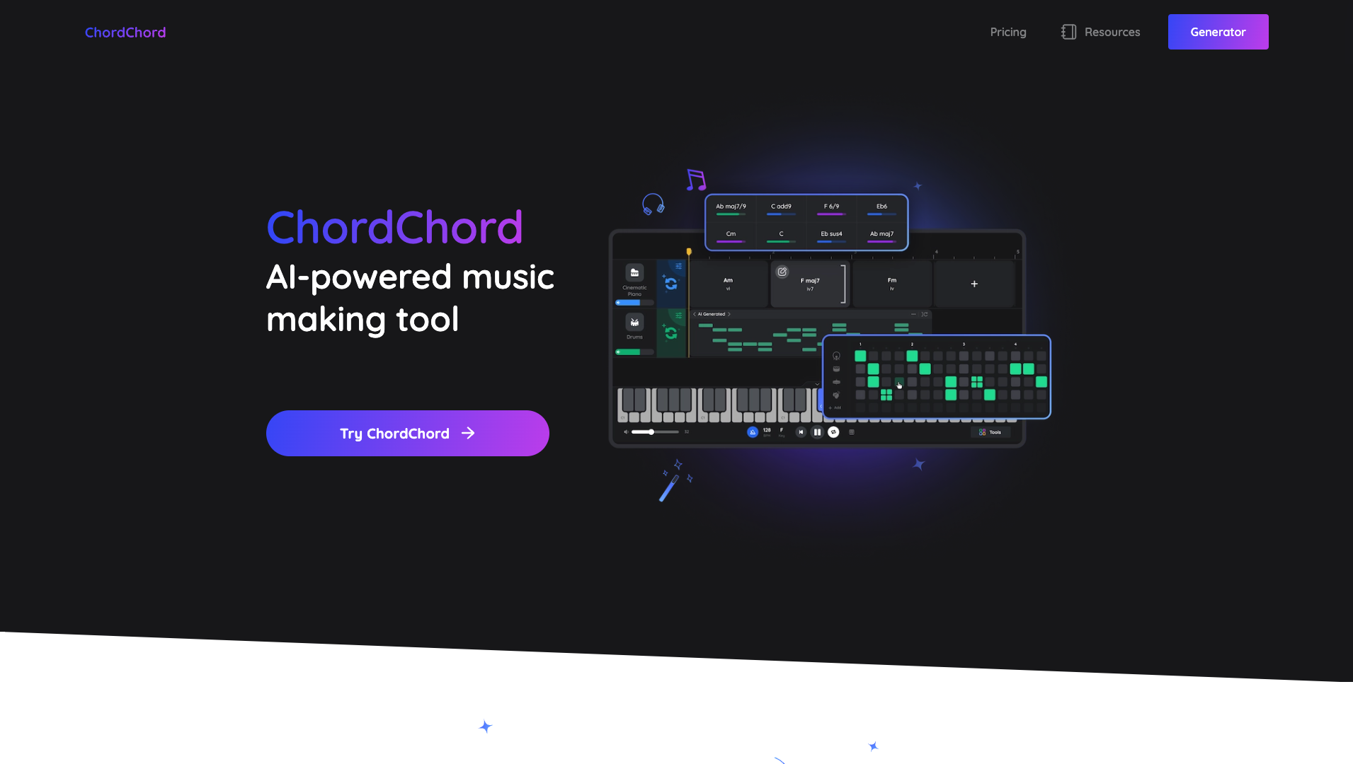 Screenshot of the ChordChord website