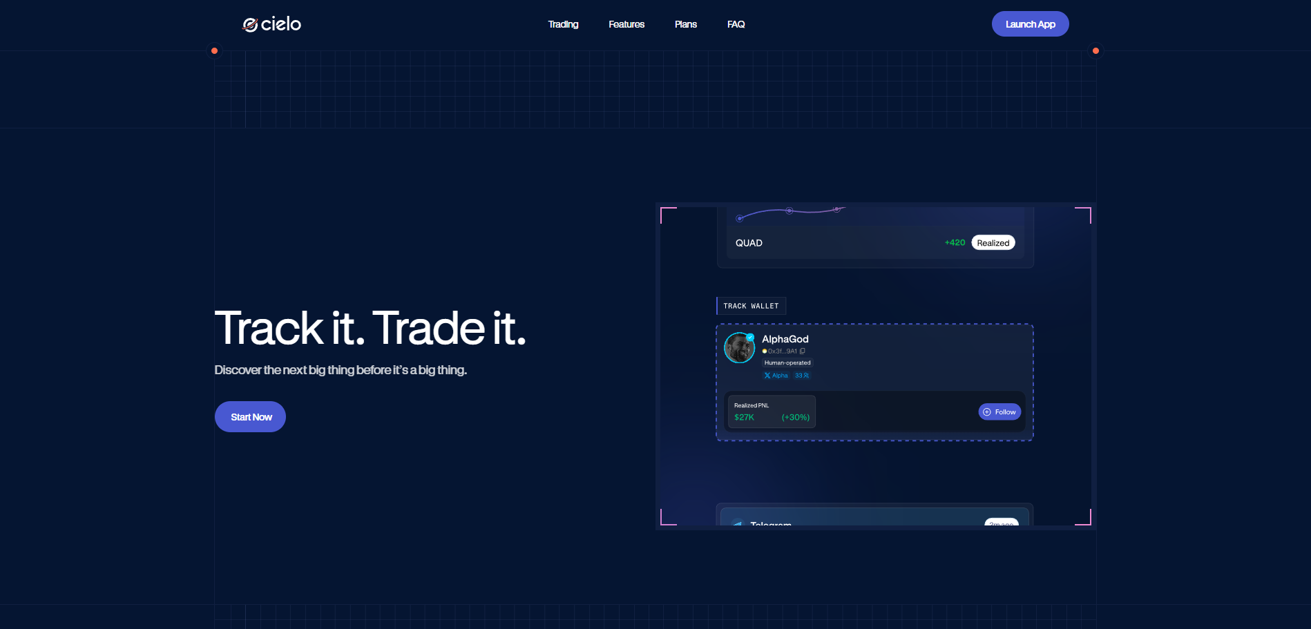 Screenshot of the Cielo website