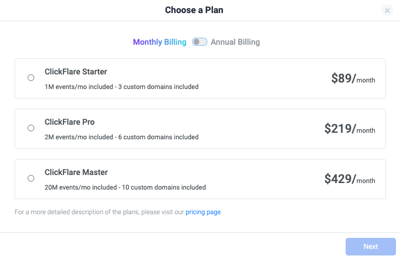 ClickFlare price plans