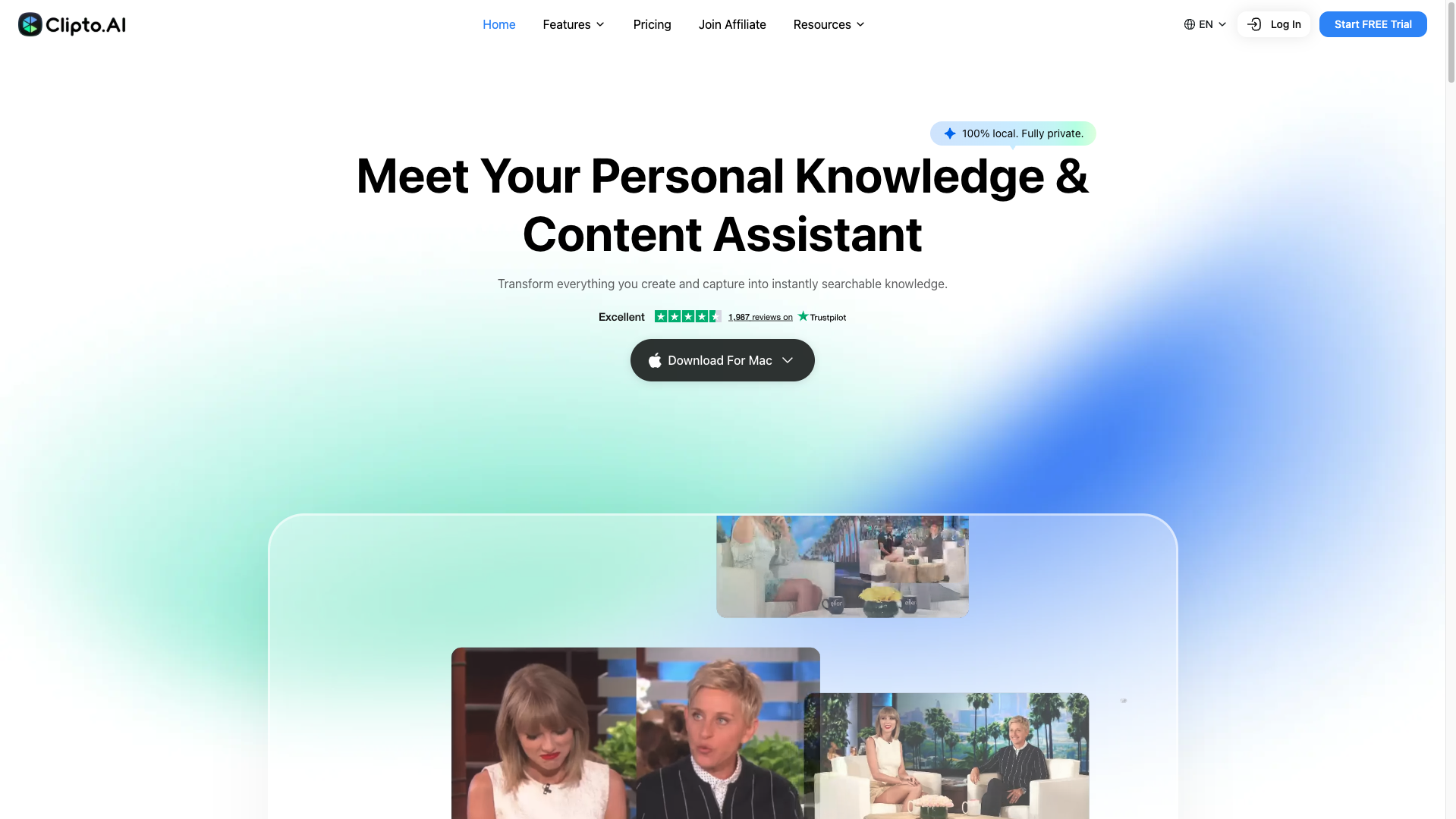 Screenshot of the Clipto.AI website