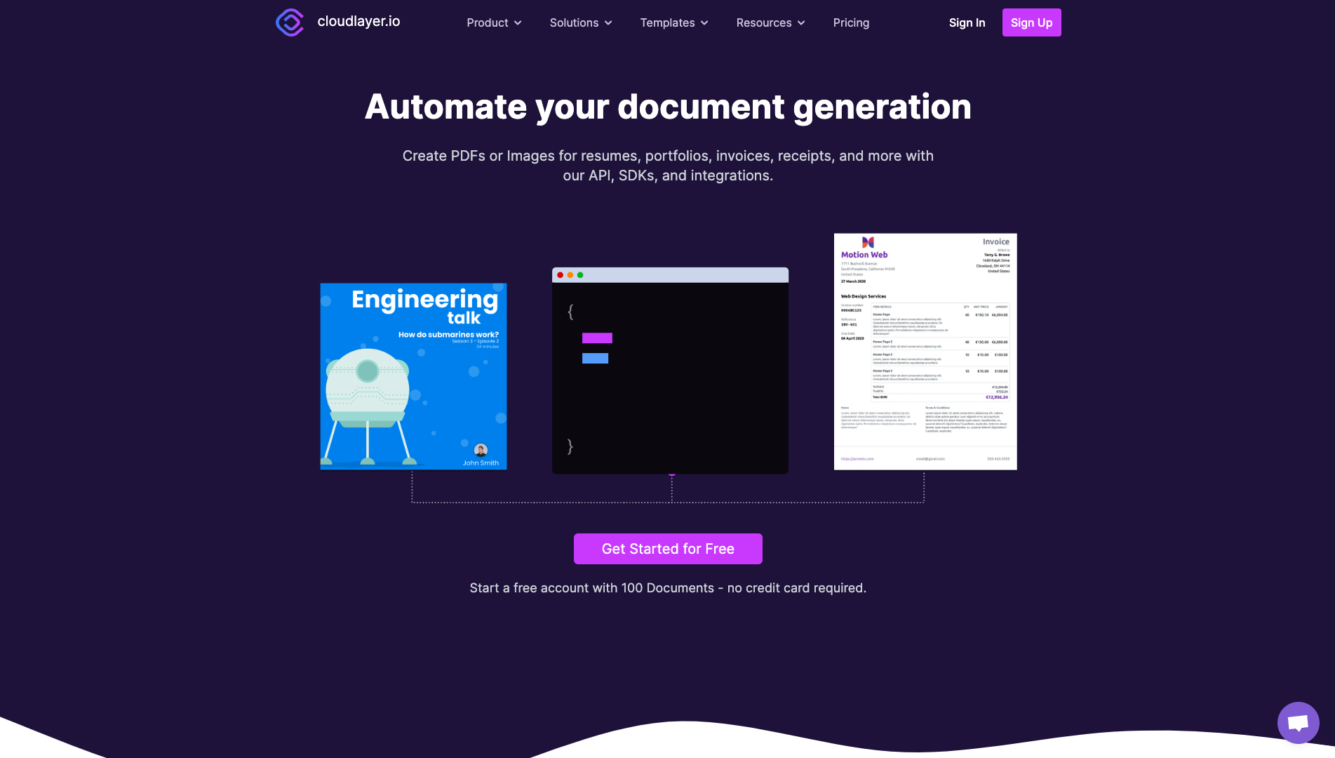 Screenshot of the Cloudlayer website