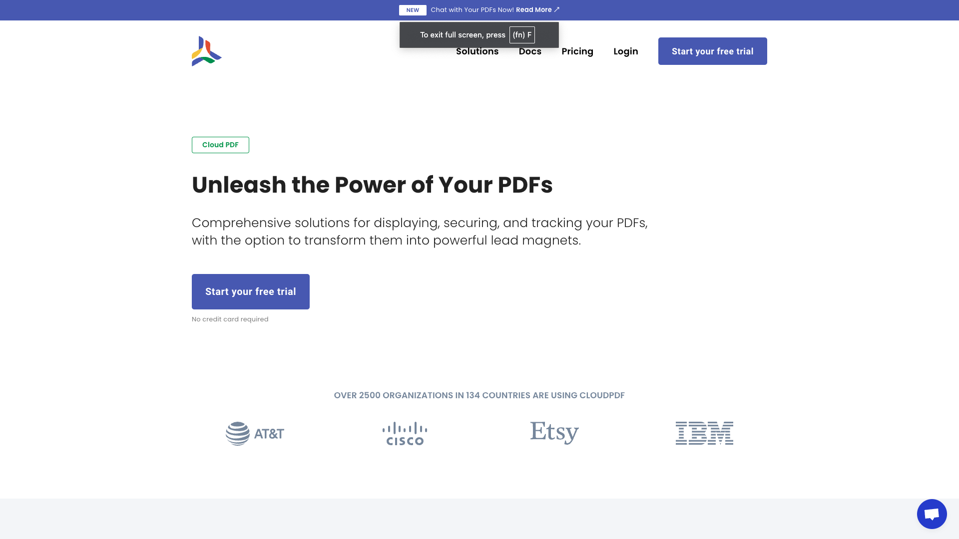 Screenshot of the CloudPDF website