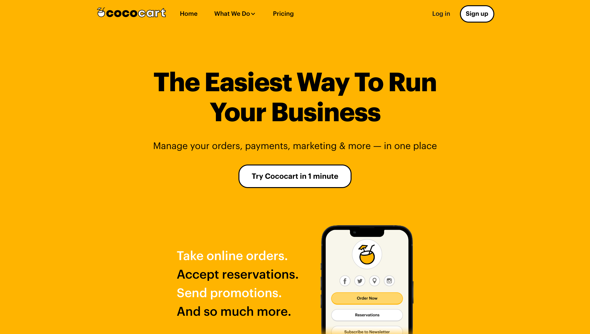Screenshot of the CocoCart website