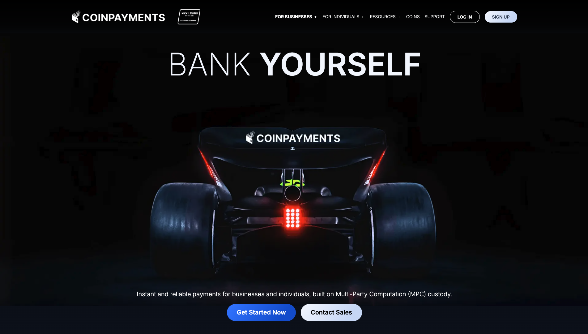 Screenshot of the CoinPayments website