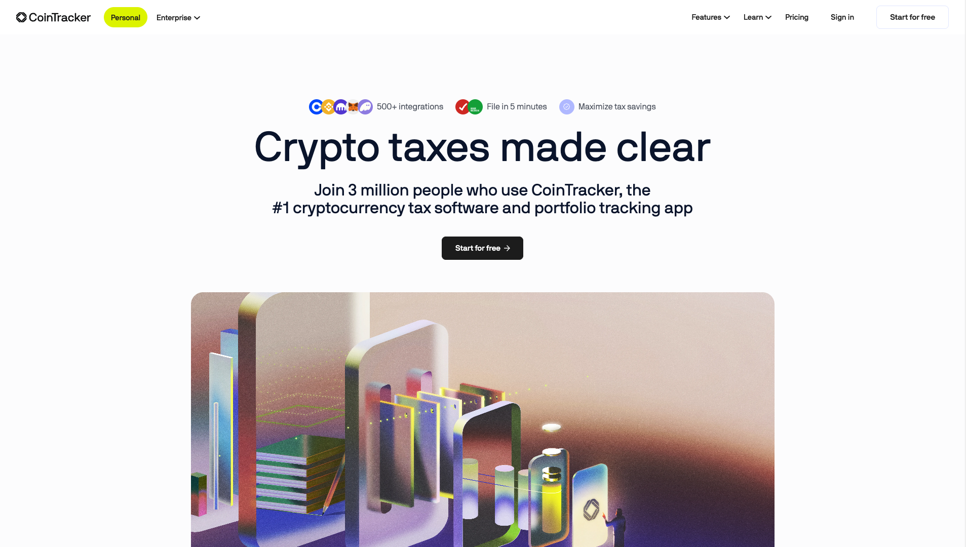 Screenshot of the CoinTracker website
