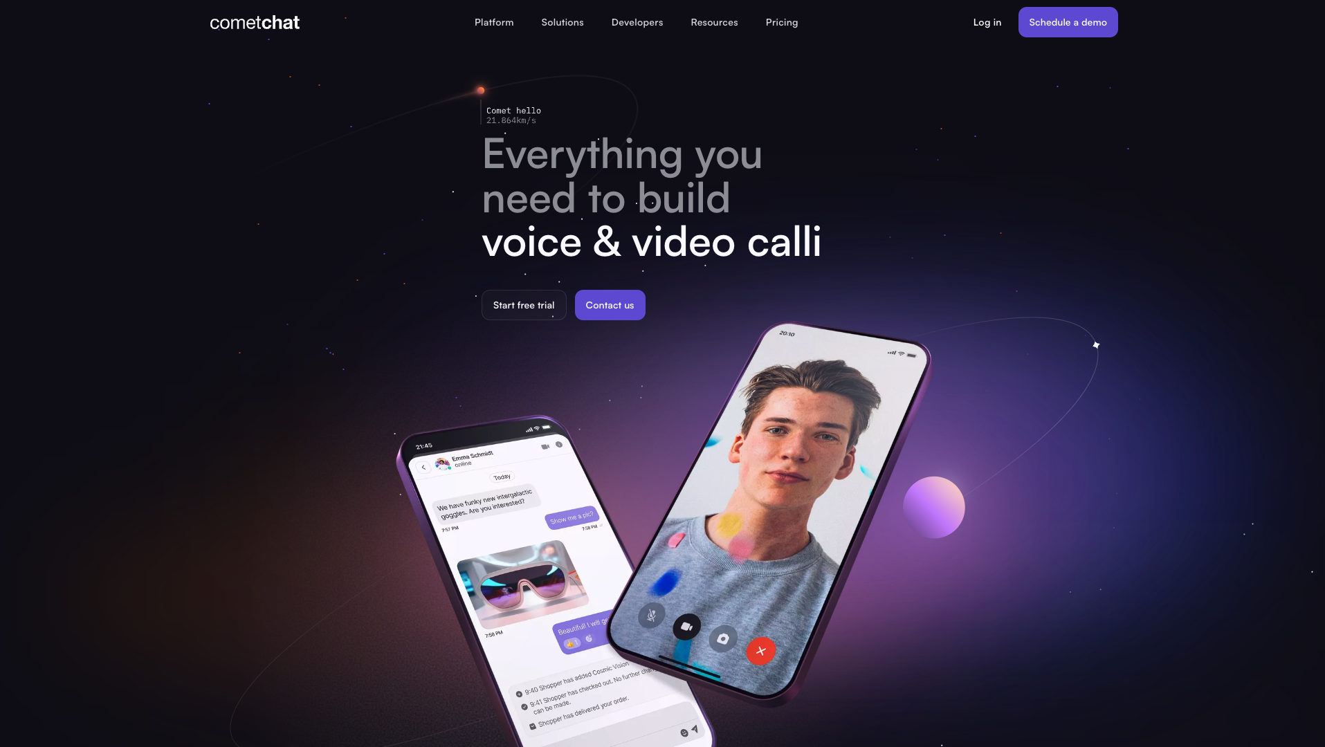 Screenshot of the CometChat website