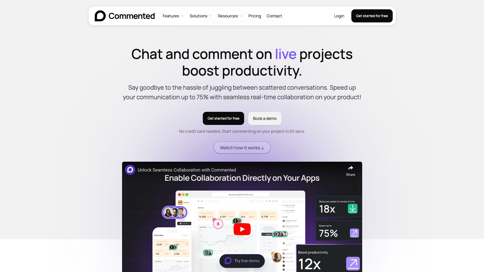 Screenshot of Commented.io Homepage