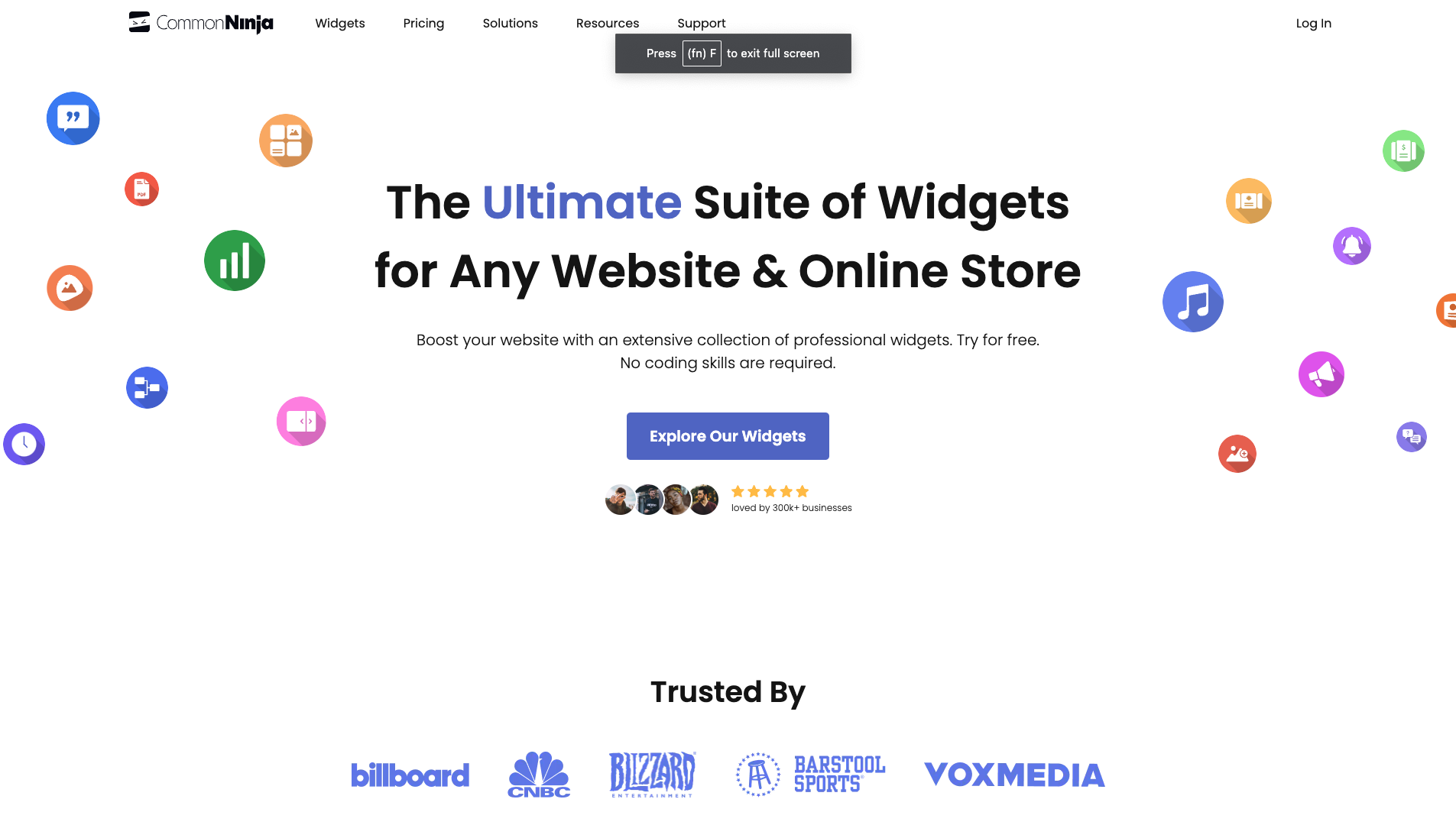 Screenshot of the Common Ninja website