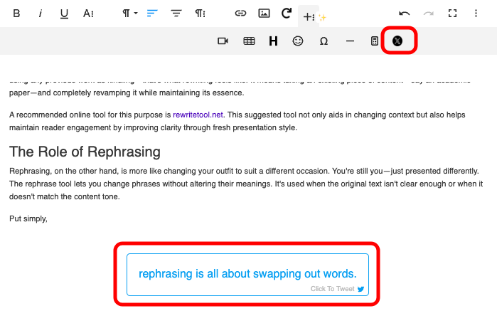 Convert Text To Click To Tweet Snippet