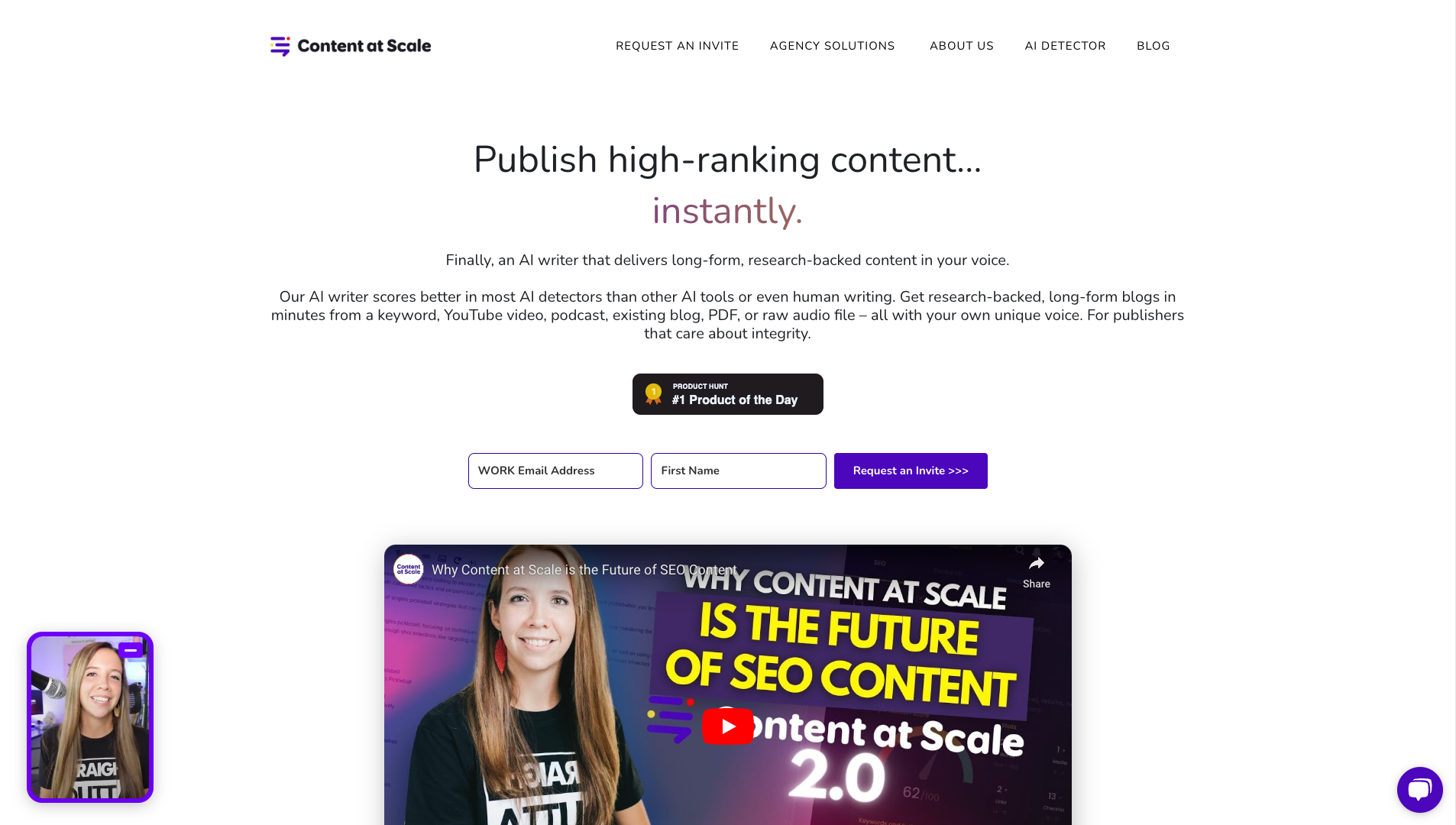 Screenshot of the Content at Scale website