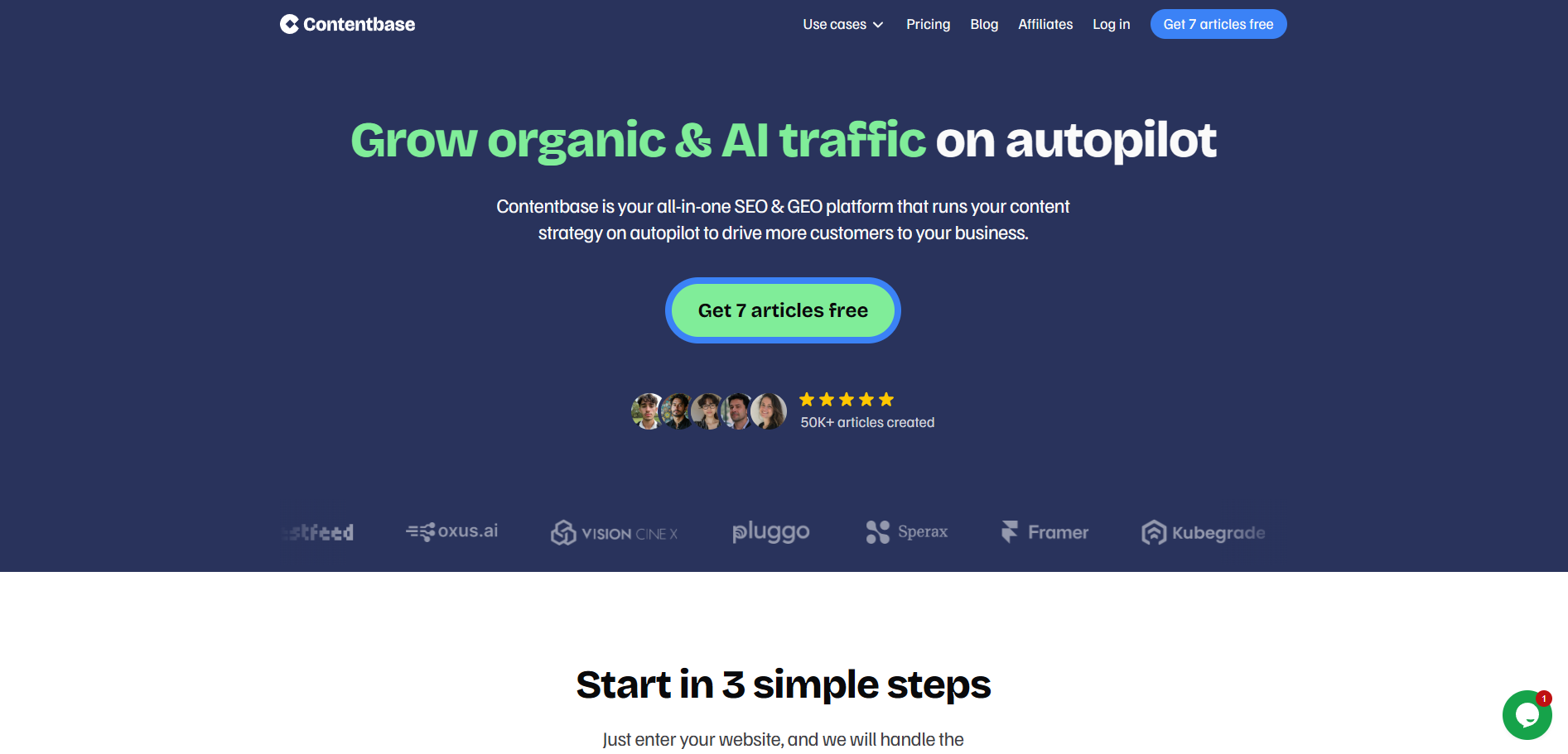 Screenshot of the Contentbase website