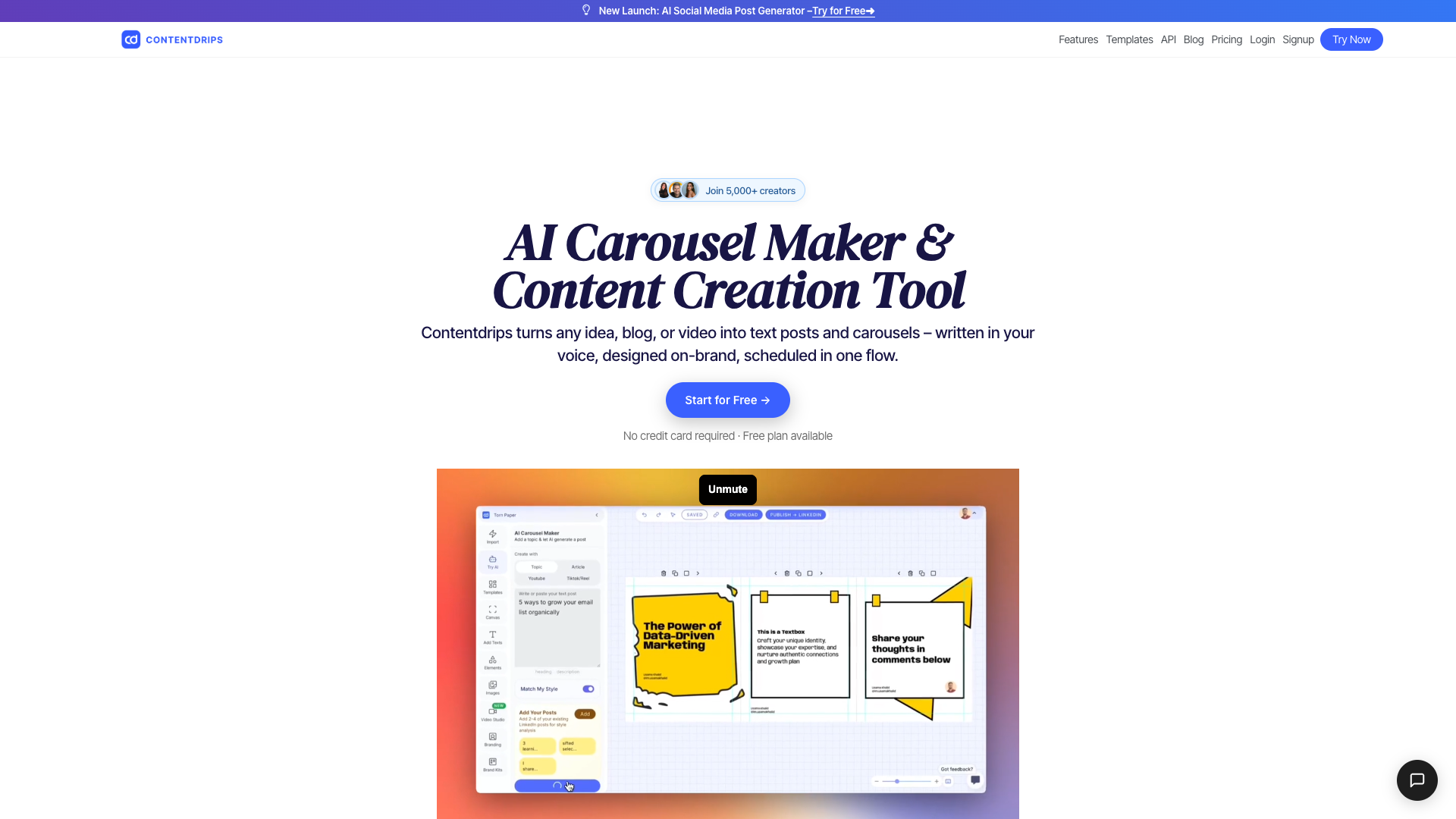Screenshot of the ContentDrips website