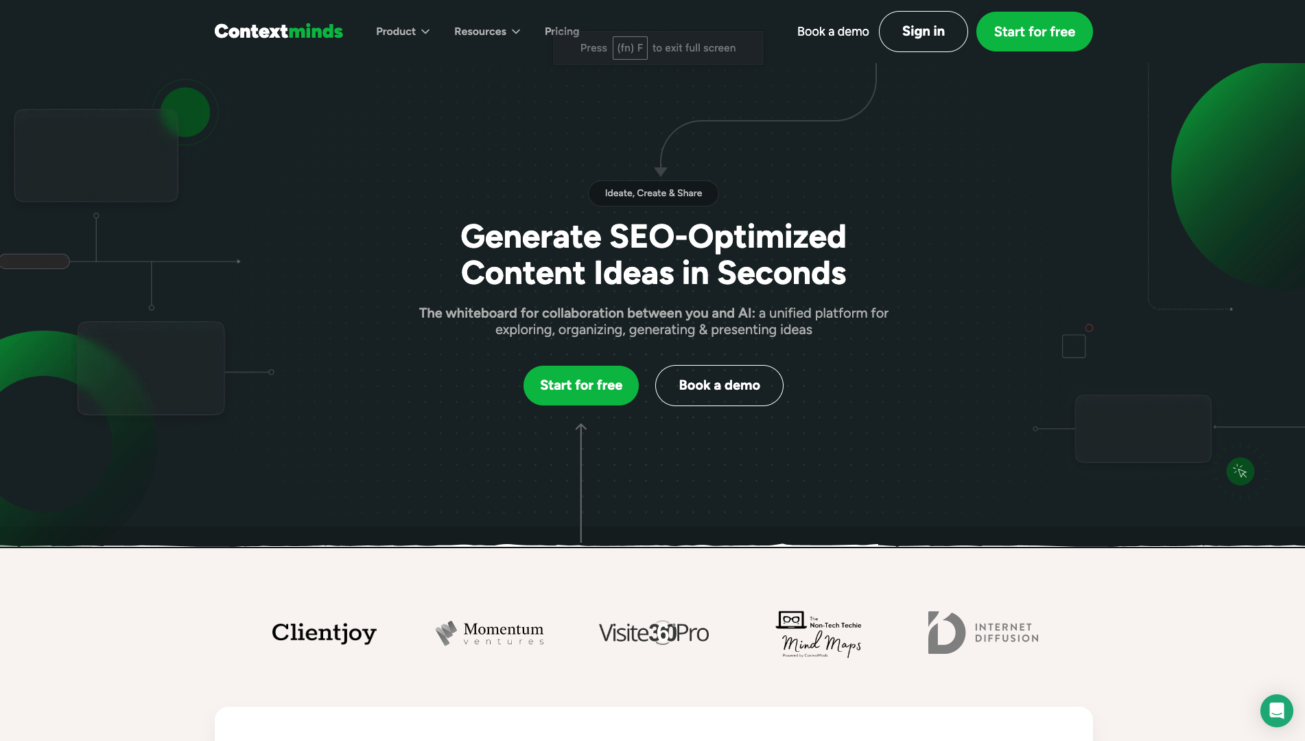 Screenshot of the Contextminds website