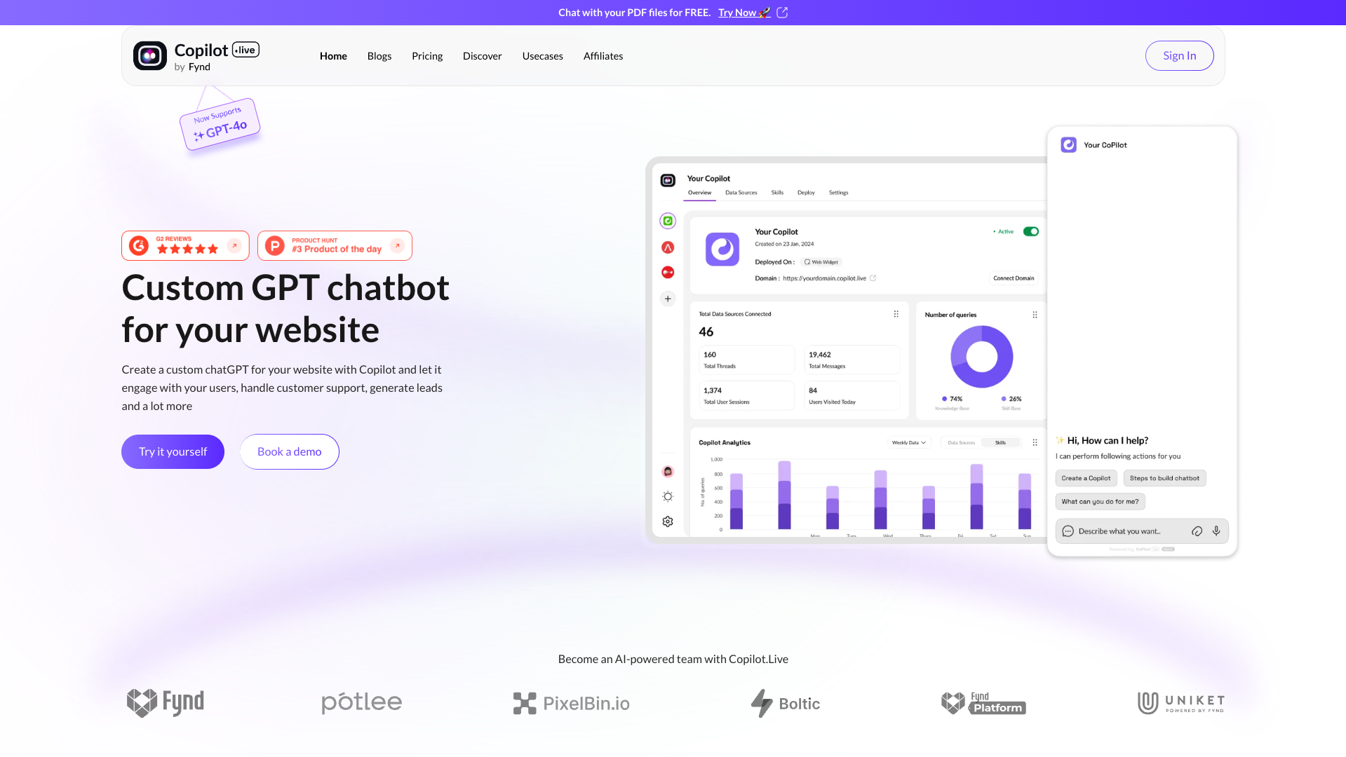 Screenshot of the Copilot.live website