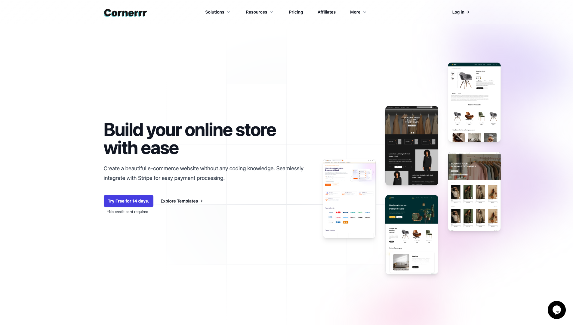 Screenshot of the Cornerrr website