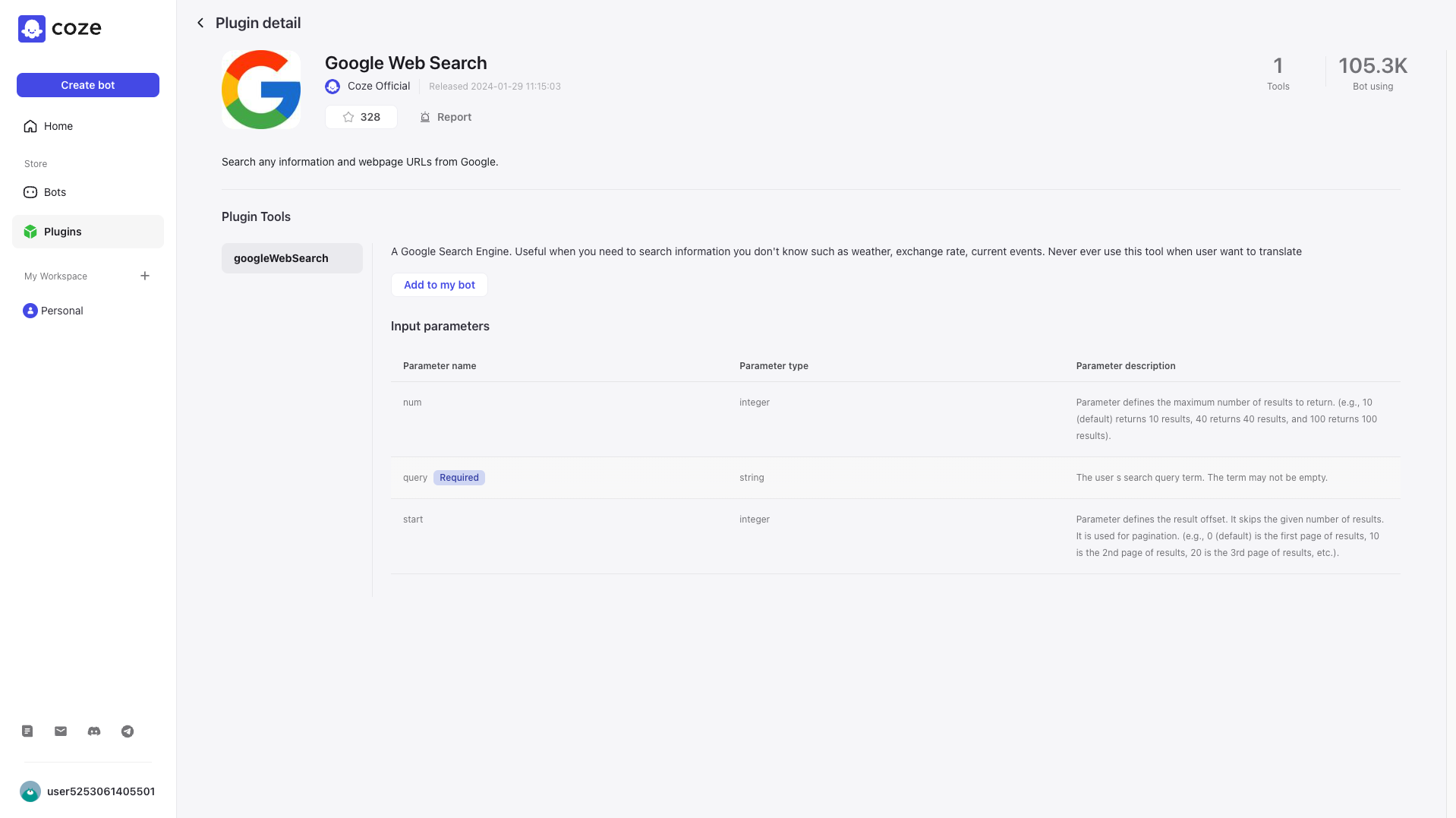 Google Web Search Plugin