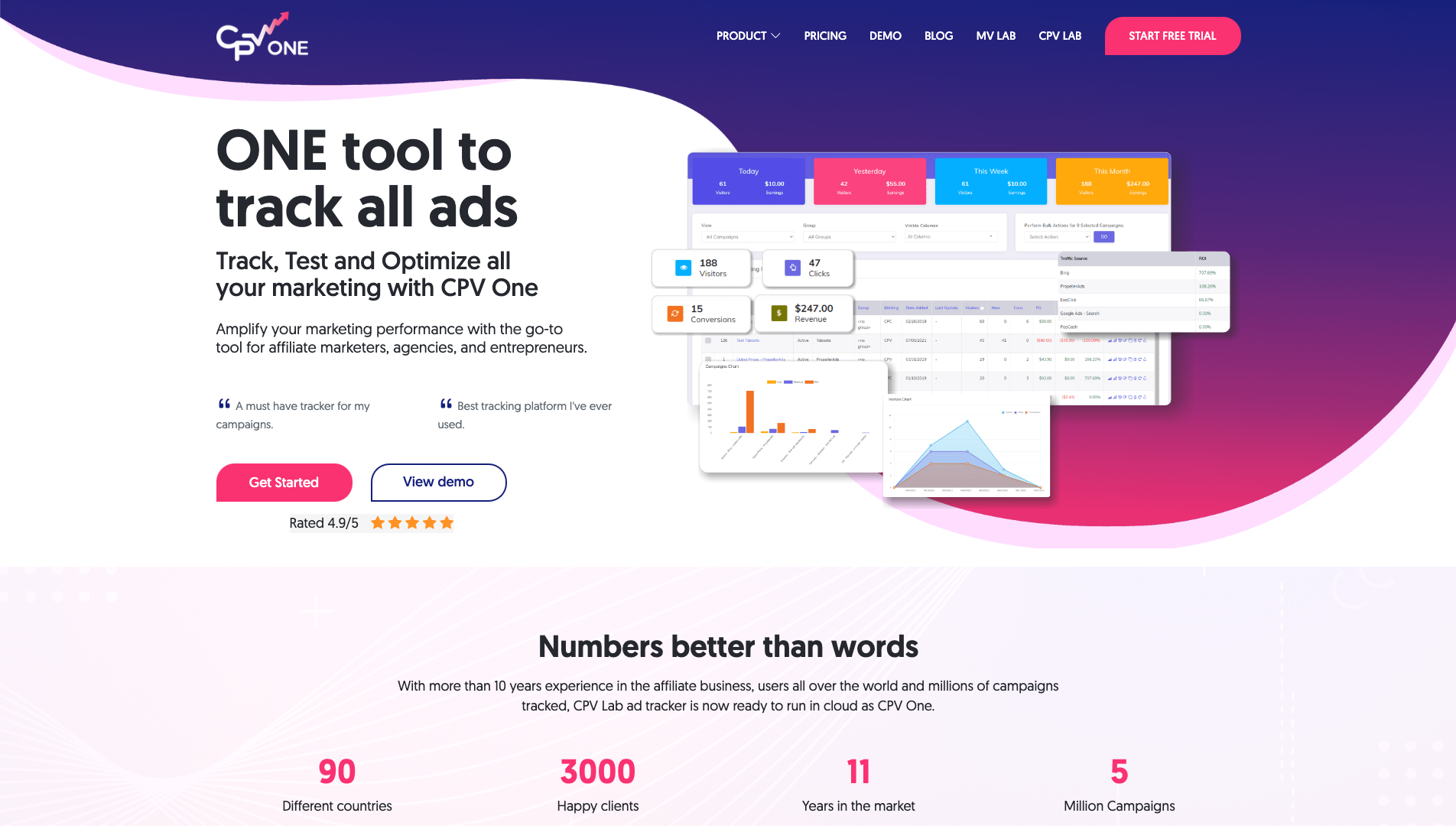 Screenshot of the CPV One website