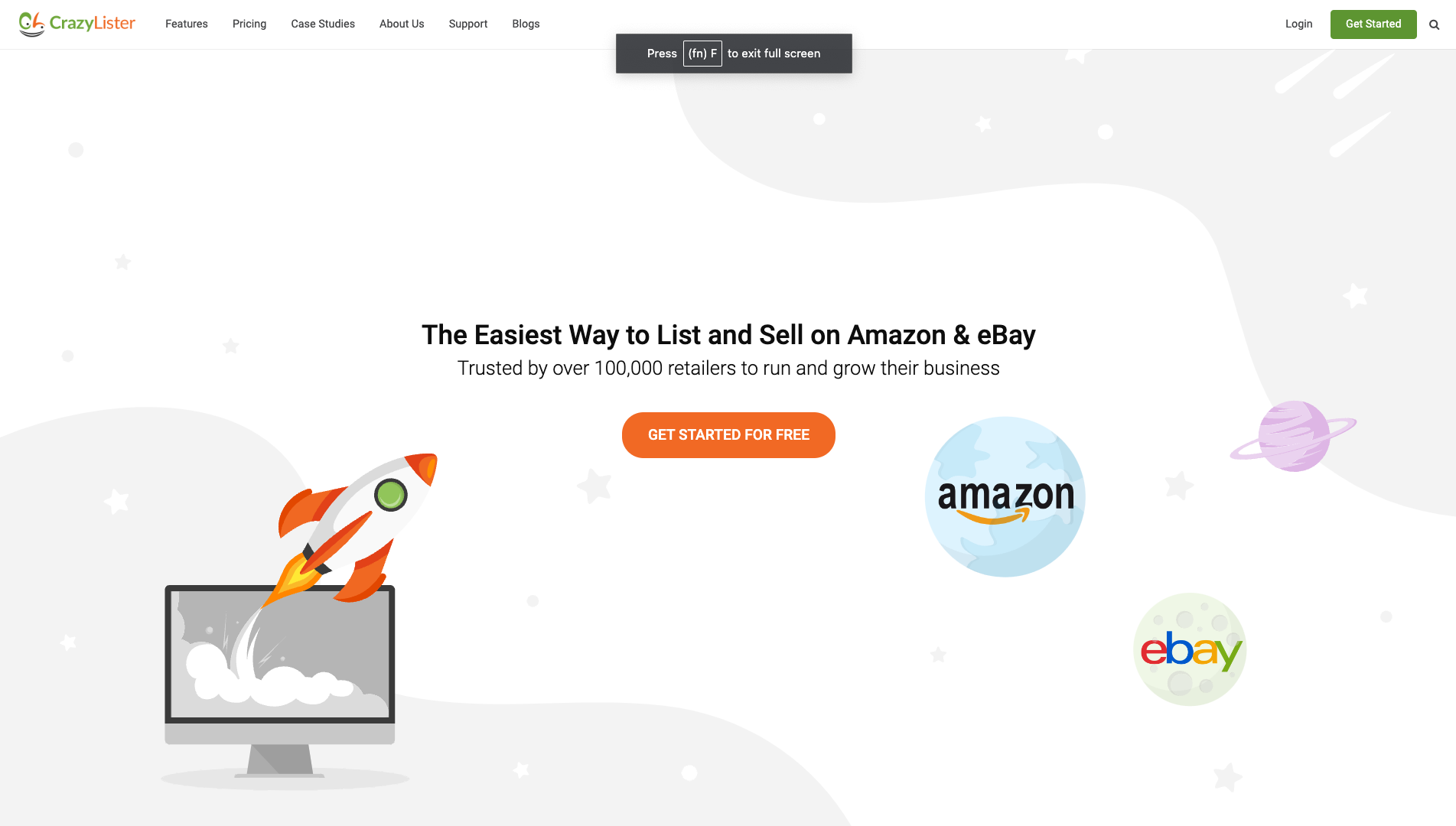 Screenshot of the Crazylister website