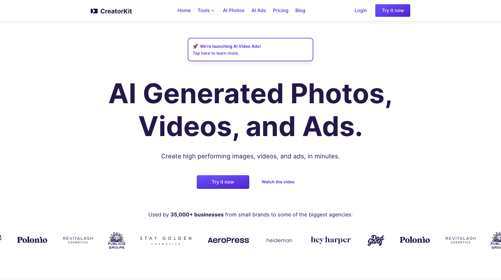 Screenshot of the CreatorKit website