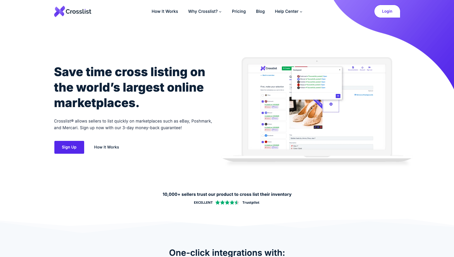 Screenshot of the Crosslist website