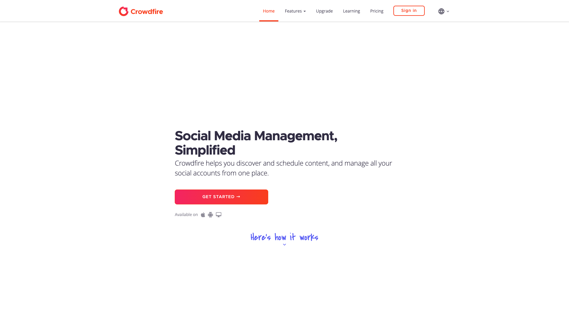Screenshot of the Crowdfire website