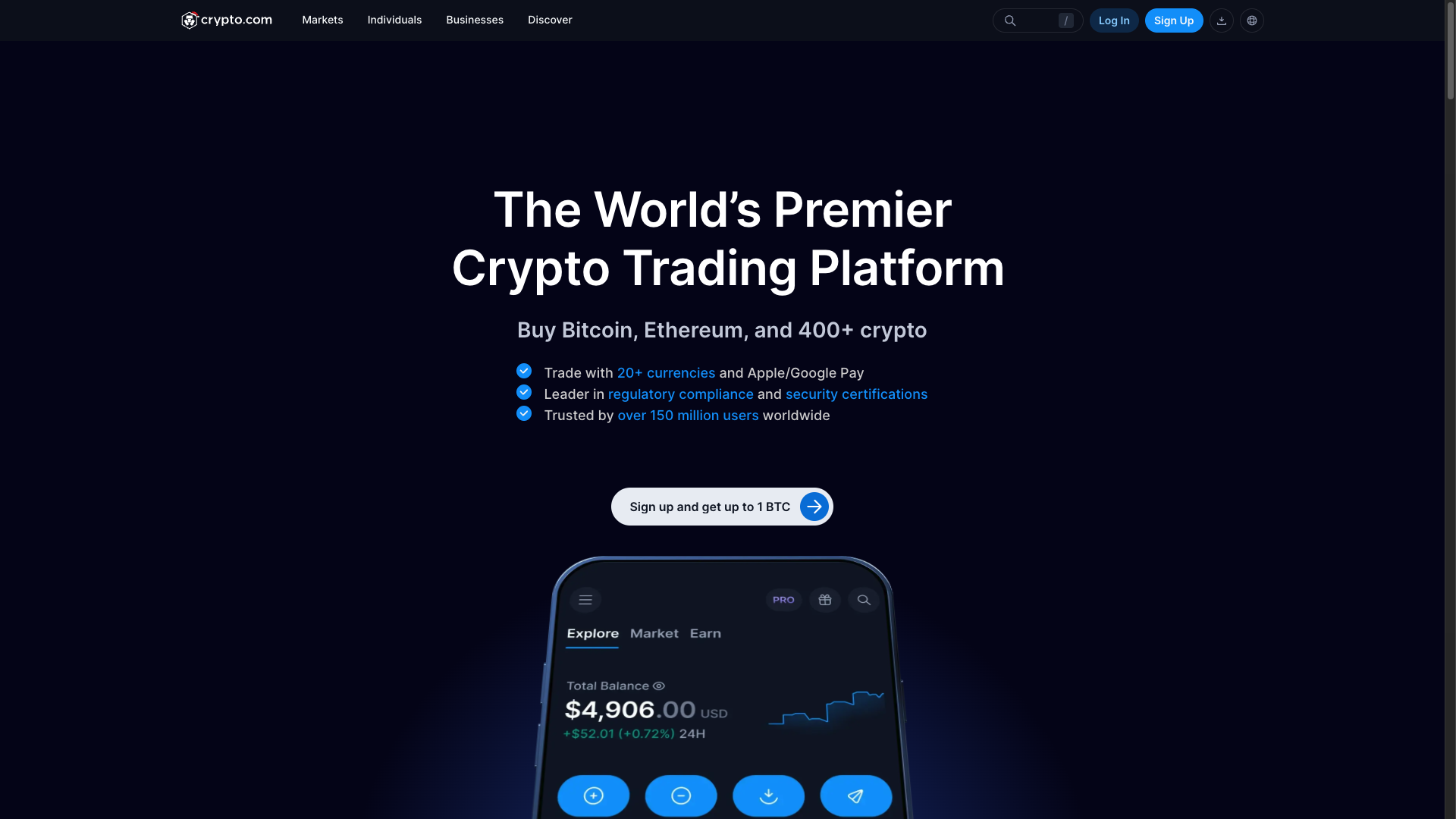 Screenshot of the Crypto.com website