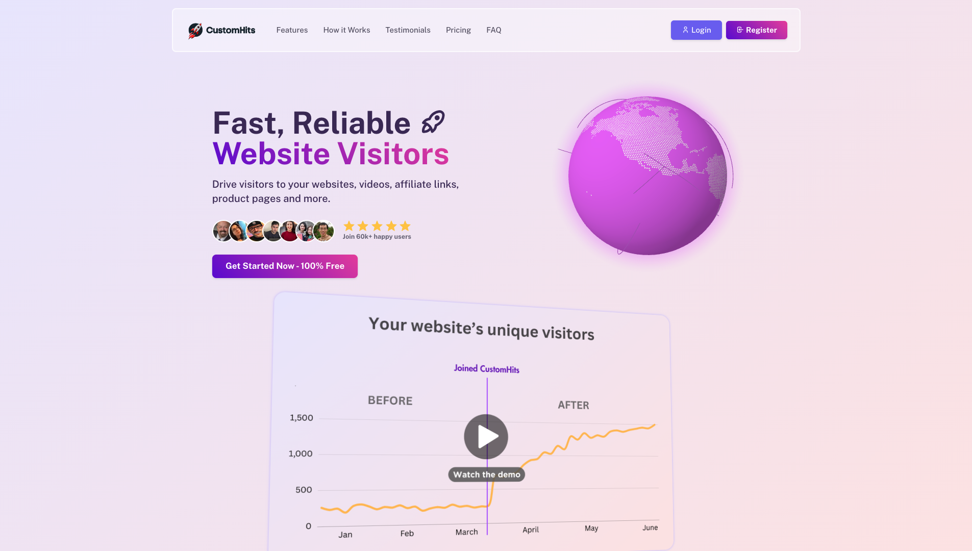 Screenshot of the CustomHits website